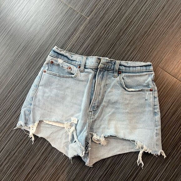 Abercrombie & Fitch Blue Jean Shorts Distressed Style - Picture 1 of 4